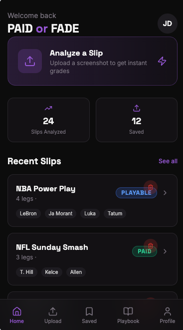 Home dashboard